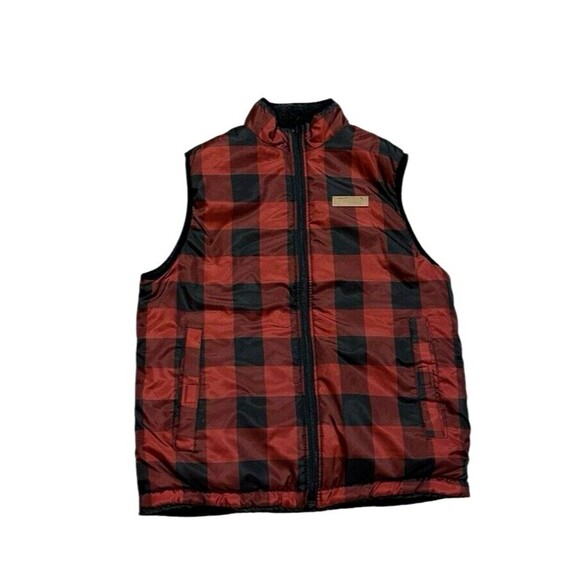 Buffalo David Bitton vest child L 14 16 or women S reversible plaid or fleece - Picture 3 of 12